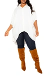 Shop Buxom Couture Flowy High-low Shirt In White