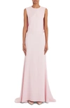 Valentino Draped Open-back Bow Campionari Cady Gown In Pink