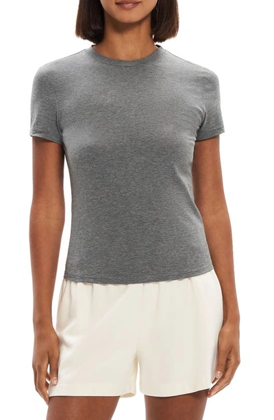 Theory Tiny Turtleneck Tee In Organic Cotton In Melange Grey