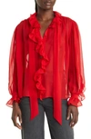 FRAME RUFFLE SILK SHIRT