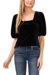 Cece Square Neck Stretch Velvet Top In Rich Black
