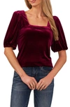 CECE SQUARE NECK STRETCH VELVET TOP