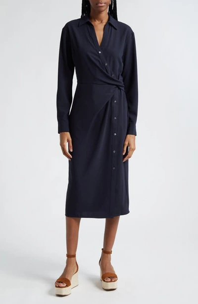 Veronica Beard Wright Button-front Midi Wrap Dress In Navy