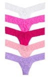 Hanky Panky Holiday Assorted 5-pack Original Rise Thongs In Pink Multi
