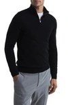 Reiss Blackhall Wool Funnel Neck Half Zip Pullover In Black