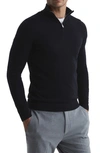 Reiss Maxwell Merino Wool Solid Regular Fit Quarter Zip Polo Shirt In Navy