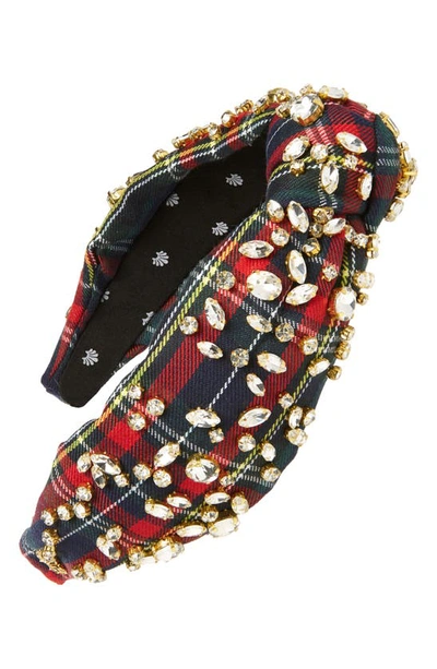 Lele Sadoughi Crystal Embellished Plaid Knot Headband In  display picture 3