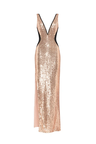 Milla Extravaganza Fully Sequined Gold Maxi Dress