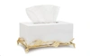 Classic Touch Decor White Tissue Box On Gold Leaf Design Base