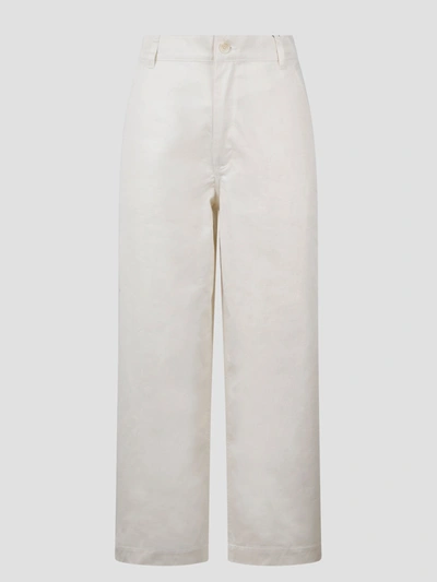 Maison Kitsuné Embroidered-logo Cotton Pants In White