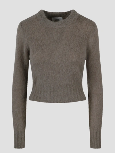 Ami Alexandre Mattiussi Brushed Alpaca Sweater Brown For Women In Grey