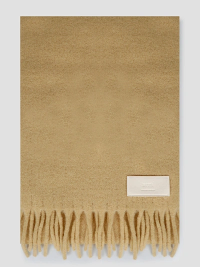 Ami Alexandre Mattiussi Ami Tag Alpaca Scarf In Light Yellow & Orange