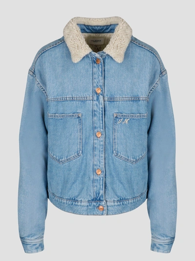 Isabel Marant Étoile Denim Shearling Jacket In Blue