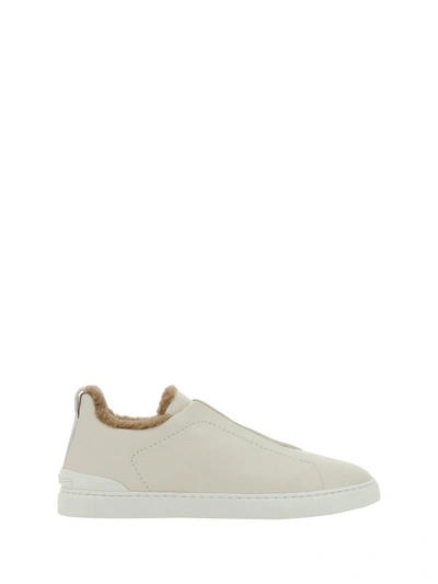 Zegna Sneaker Low Top Triple Stitch In White