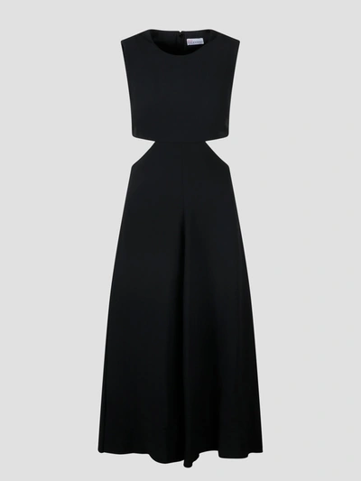 Red Valentino Cut Out Frisottine Dress In Black