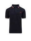 Fred Perry Cotton Polo Shirt With Embroidered Logo In Navy