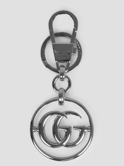 Gucci Double G Logo Keychain In Metallic