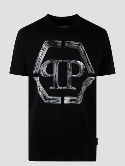 Philipp Plein `pp Glass` Round-neck T-shirt In Black