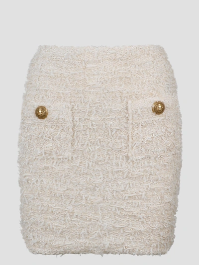 Balmain Tweed Mini Skirt In Color Carne Y Neutral
