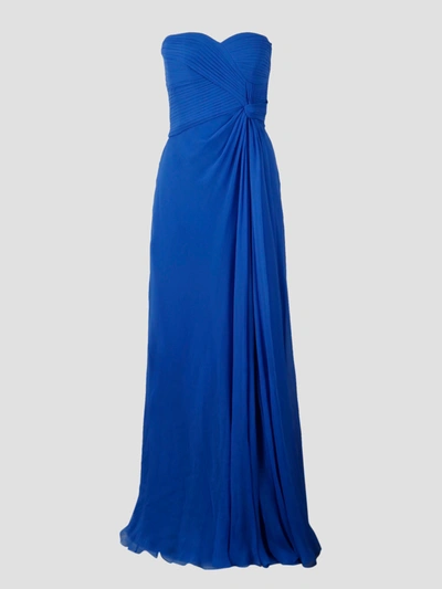 Alberta Ferretti Organic Chiffon Long Dress In Blue