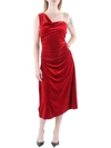 H HALSTON WOMENS ONE SHOULDER MIDI COCKTAIL AND PARTY DRESS