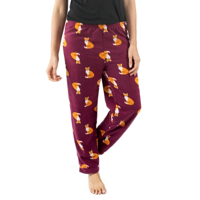 Leveret Womens Fleece Pajama Pants Fox In Red