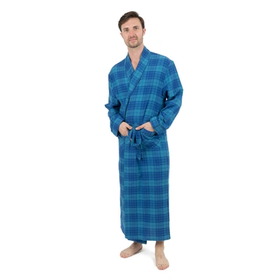 Leveret Christmas Mens Flannel Robe Navy And Blue Striped