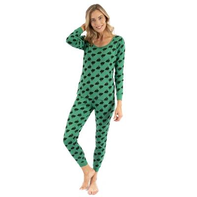 Leveret Womens Cotton Bunny Pajamas In Green