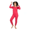 LEVERET WOMENS TWO PIECE COTTON PAJAMAS HEARTS PINK