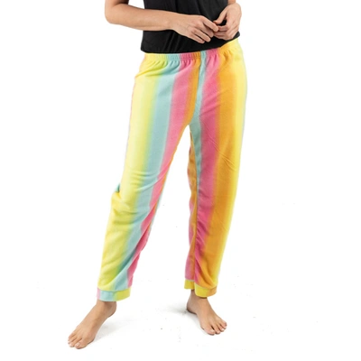 Leveret Womens Fleece Pajama Pants Rainbow In Pink