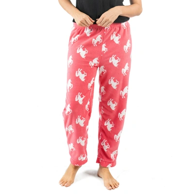 Leveret Womens Fleece Pajama Pants Unicorn In Red