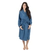 LEVERET WOMENS FLEECE ROBE BLUE AND NAVY STRIPED