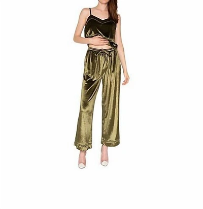 LATTELOVE VELVET PANT IN DARK GREEN