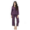 Leveret Christmas Womens Two Piece Flannel Pajamas Plaid In Purple