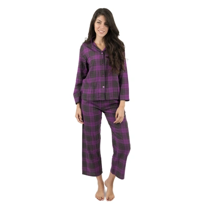 Leveret Christmas Womens Two Piece Flannel Pajamas Plaid In Purple