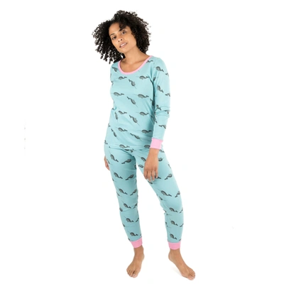 Leveret Womens Two Piece Cotton Pajamas Whale In Blue