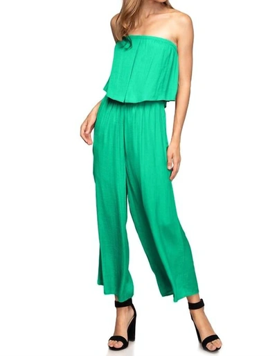 Naked Zebra Layered Cropped Top Jumpsuit In Peridot In Blue