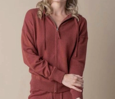 Margaret O'leary Carina Zip Hoodie In Rust In Red