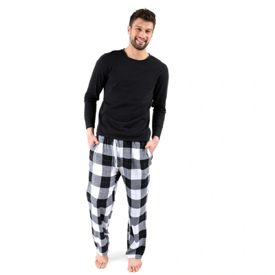 Leveret Christmas Mens Cotton Top Flannel Pant Pajamas Plaid In Black