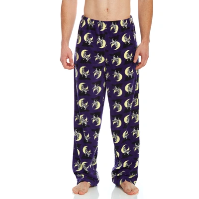 Leveret Mens Fleece Pajama Pants Wolf In Black