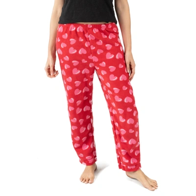 Leveret Womens Fleece Pajama Pants Heart In Pink