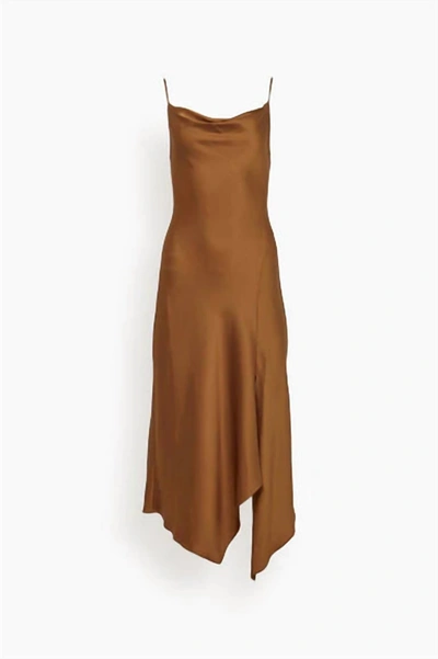 Jonathan Simkhai Nellie Slip Dress In Copper In Brown