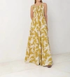 S/w/f Low Back Shirred Maxi Dress In A Memoir In Yellow