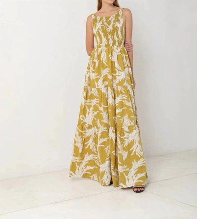 S/w/f Low Back Shirred Maxi Dress In A Memoir In Yellow