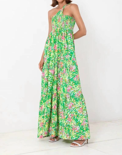 S/w/f Centred One Shoulder Maxi Dress In Ischia In Green