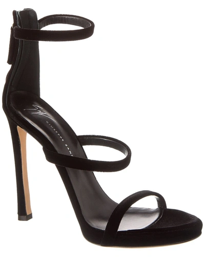 Giuseppe Zanotti South 115 Velour Sandal In Black