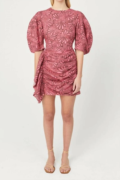 Rhode Pia Floral Print Cotton Mini Dress In Neon Pink Paraiso