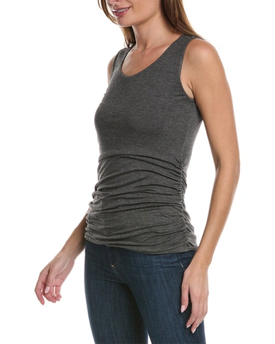 Forte Cashmere Ruched Tank In Grey