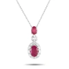 Non Branded Lb Exclusive 14k White Gold 0.08ct Diamond And Ruby Necklace Pd4-16183wru In White