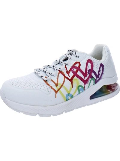 Skechers Uno Floating Love Womens Hearts Rainbow Casual And Fashion Sneakers In White